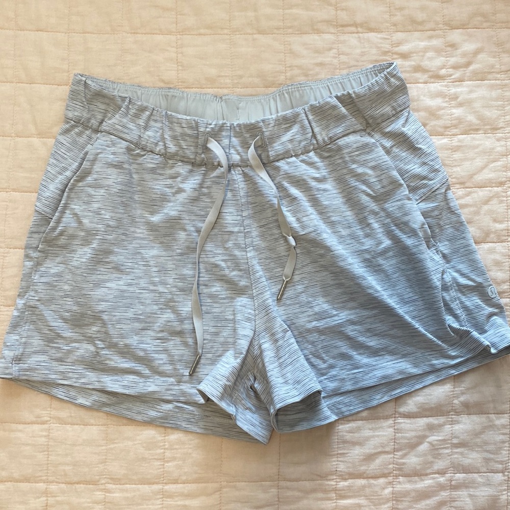 Lululemon On the Fly White and Gray Shorts